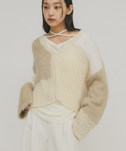 KBF / ケービーエフ カーディガン・ボレロ | パッチワークニットカーディガン | 詳細23