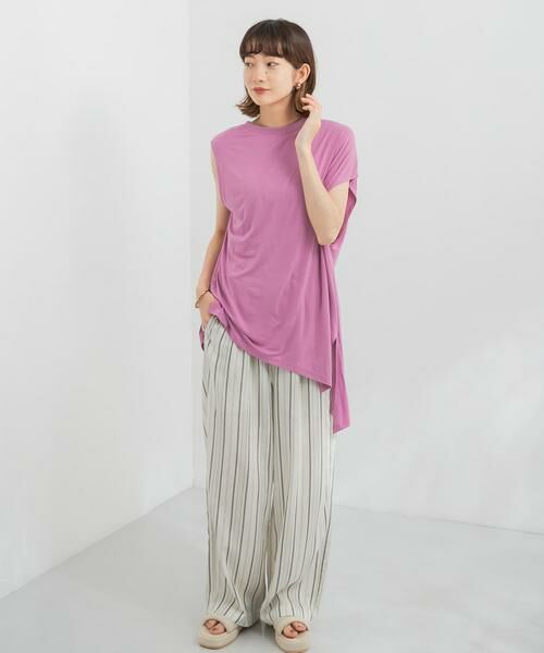 KBF / ケービーエフ Tシャツ | アシンメトリーレーヨンカットソー | 詳細3