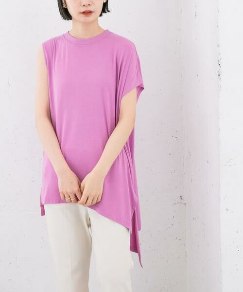 KBF / ケービーエフ Tシャツ | アシンメトリーレーヨンカットソー | 詳細4