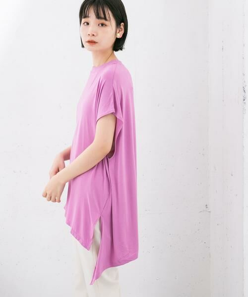 KBF / ケービーエフ Tシャツ | アシンメトリーレーヨンカットソー | 詳細6