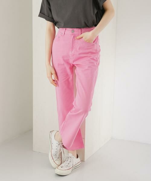 KBF / ケービーエフ デニムパンツ | オーバーダイフレアデニム(ピンク)
