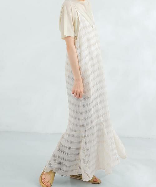 KBF / ケービーエフ ワンピース | チェックロングキャミワンピース(ホワイト系その他)
