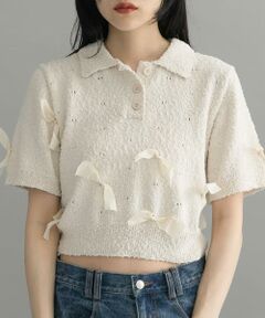 KBF / ケービーエフ ニット・セーター | 『WEB限定』シャツカラーリボンニット