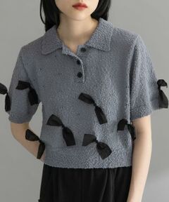 KBF / ケービーエフ ニット・セーター | 『WEB限定』シャツカラーリボンニット