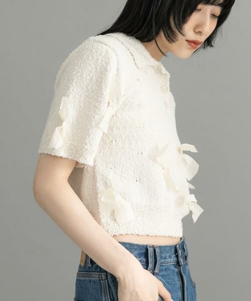 KBF / ケービーエフ ニット・セーター | 『WEB限定』シャツカラーリボンニット | 詳細2