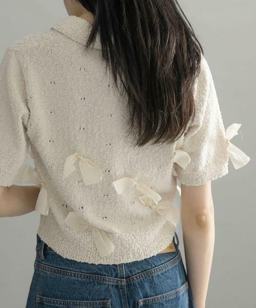 KBF / ケービーエフ ニット・セーター | 『WEB限定』シャツカラーリボンニット | 詳細3