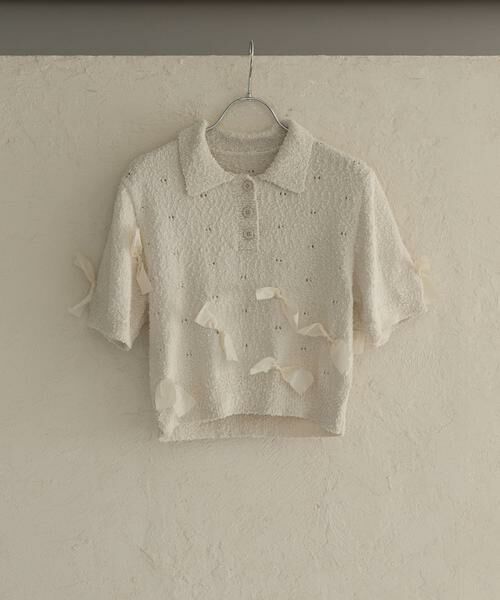 KBF / ケービーエフ ニット・セーター | 『WEB限定』シャツカラーリボンニット | 詳細7