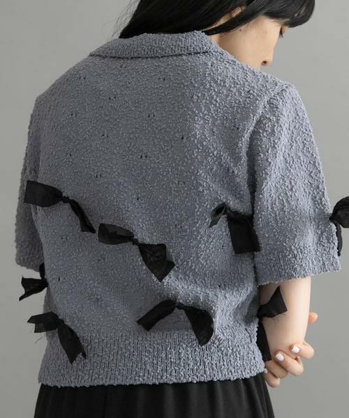 KBF / ケービーエフ ニット・セーター | 『WEB限定』シャツカラーリボンニット | 詳細11