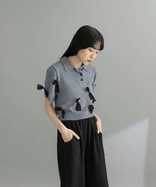 KBF / ケービーエフ ニット・セーター | 『WEB限定』シャツカラーリボンニット | 詳細12