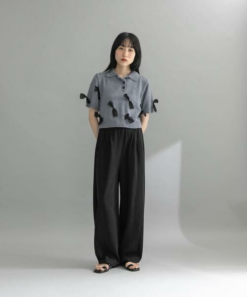 KBF / ケービーエフ ニット・セーター | 『WEB限定』シャツカラーリボンニット | 詳細13