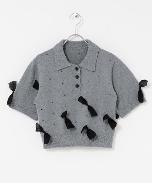 KBF / ケービーエフ ニット・セーター | 『WEB限定』シャツカラーリボンニット | 詳細17