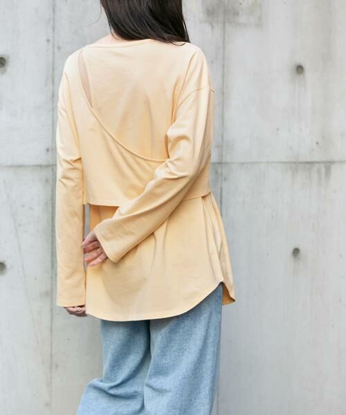 KBF / ケービーエフ Tシャツ | KBF+　アシメレイヤードカットアウトロングTシャツ∴ | 詳細1