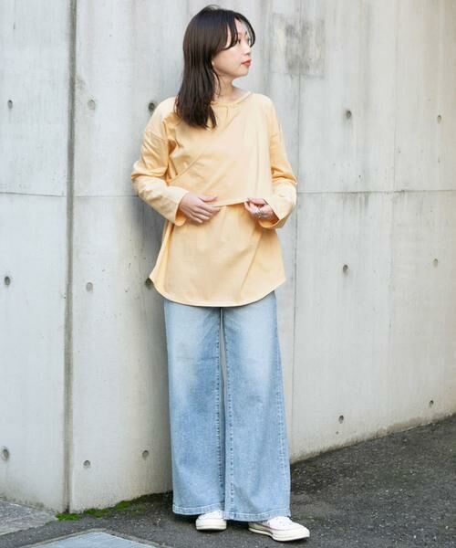 KBF / ケービーエフ Tシャツ | KBF+　アシメレイヤードカットアウトロングTシャツ∴ | 詳細2