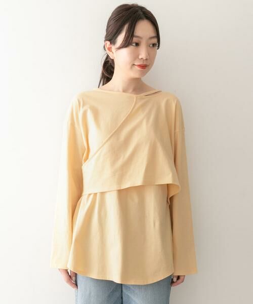 KBF / ケービーエフ Tシャツ | KBF+　アシメレイヤードカットアウトロングTシャツ∴ | 詳細3