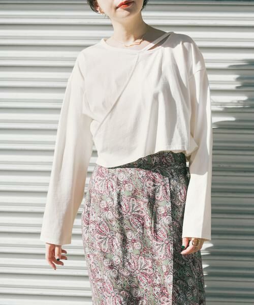 KBF / ケービーエフ Tシャツ | KBF+　アシメレイヤードカットアウトロングTシャツ∴ | 詳細11