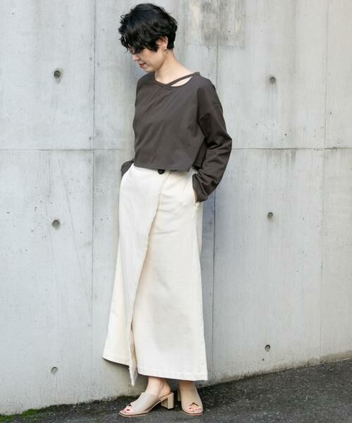 KBF / ケービーエフ Tシャツ | KBF+　アシメレイヤードカットアウトロングTシャツ∴ | 詳細16