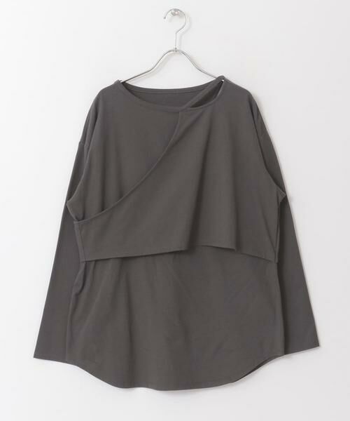 KBF / ケービーエフ Tシャツ | KBF+　アシメレイヤードカットアウトロングTシャツ∴ | 詳細17