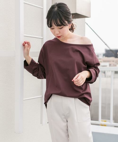 KBF / ケービーエフ Tシャツ | KBF+　アシメネックオーバーロングTシャツ | 詳細1