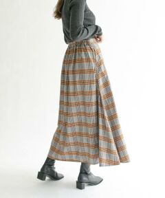 KBF / ケービーエフ スカート | チェック柄フレアロングスカート