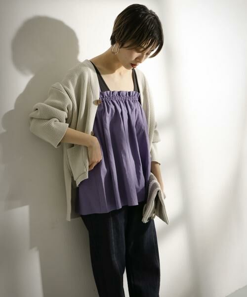 KBF / ケービーエフ キャミソール・チューブトップ | リネンギャザーキャミ∴ | 詳細1
