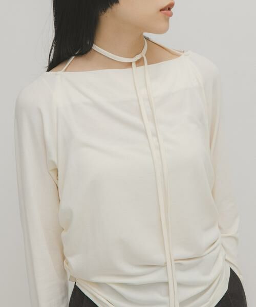 KBF / ケービーエフ Tシャツ | ドレープリボントップス | 詳細1