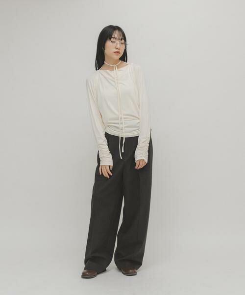 KBF / ケービーエフ Tシャツ | ドレープリボントップス | 詳細4