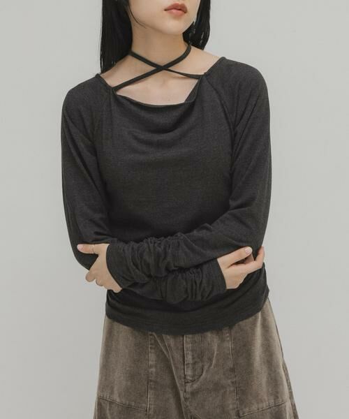 KBF / ケービーエフ Tシャツ | ドレープリボントップス | 詳細19