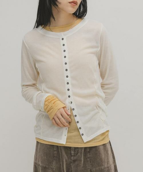 KBF / ケービーエフ Tシャツ | バイカラーレイヤードカットソー | 詳細16