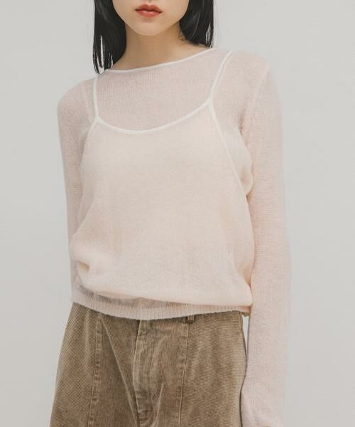 KBF / ケービーエフ ニット・セーター | バイカラーキャミレイヤードニット(ピンク)