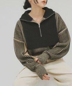 KBF / ケービーエフ ニット・セーター | レイヤードハーフZIPニット