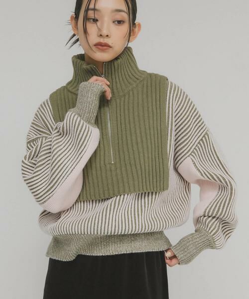 KBF / ケービーエフ ニット・セーター | レイヤードハーフZIPニット | 詳細2