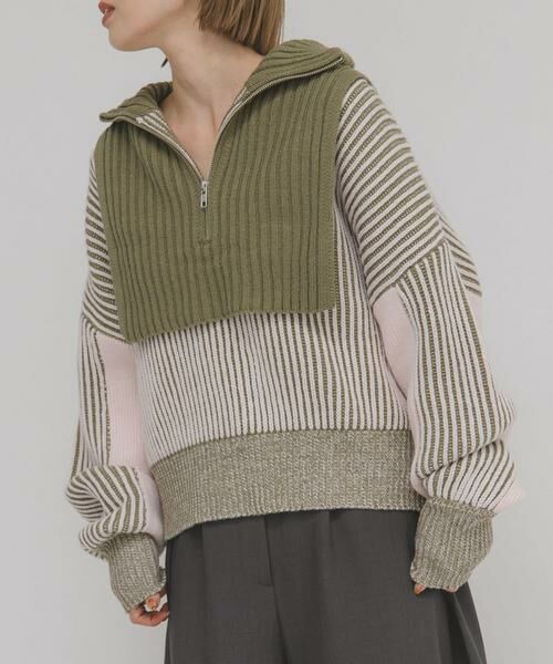 KBF / ケービーエフ ニット・セーター | レイヤードハーフZIPニット | 詳細5