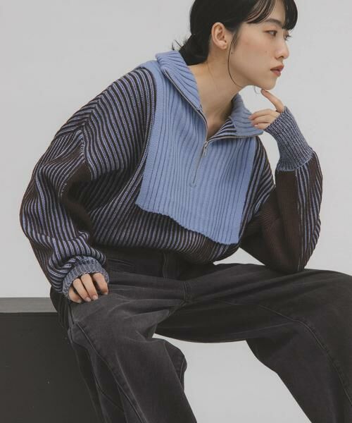 KBF / ケービーエフ ニット・セーター | レイヤードハーフZIPニット | 詳細13