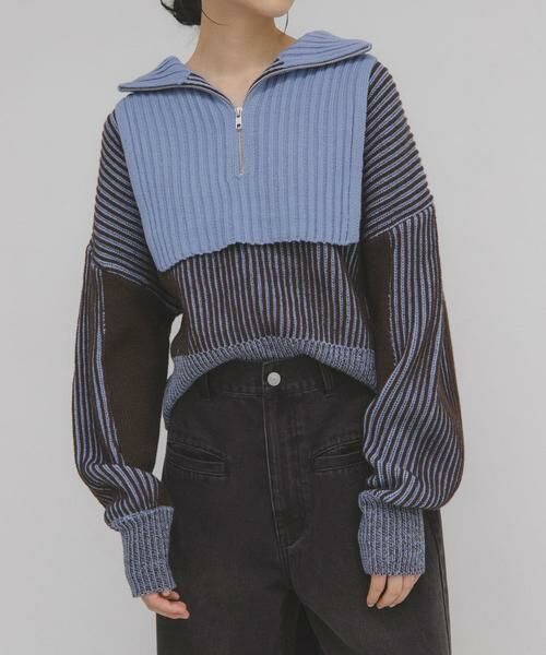 KBF / ケービーエフ ニット・セーター | レイヤードハーフZIPニット | 詳細14