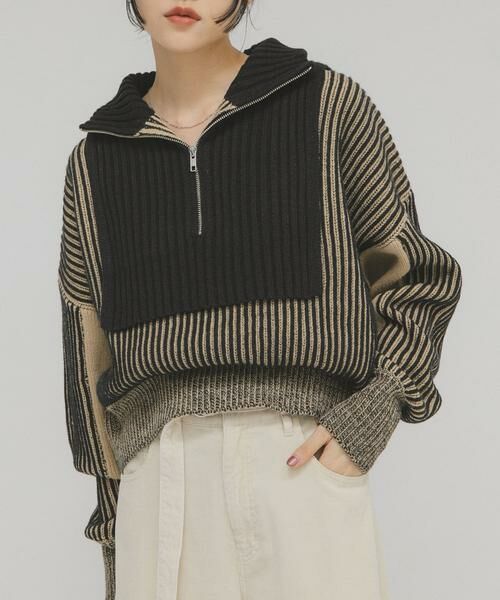 KBF / ケービーエフ ニット・セーター | レイヤードハーフZIPニット | 詳細19