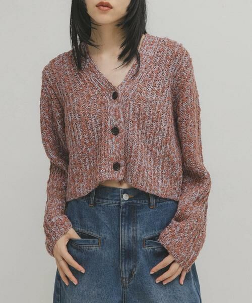 KBF / ケービーエフ ニット・セーター | スラブMIXショートカーディガン | 詳細1