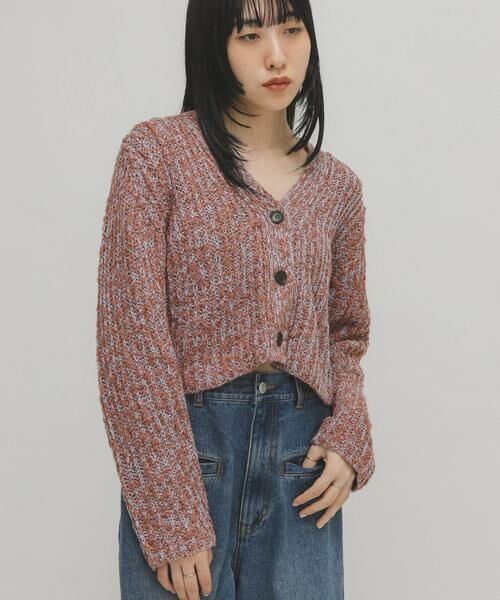 KBF / ケービーエフ ニット・セーター | スラブMIXショートカーディガン | 詳細2