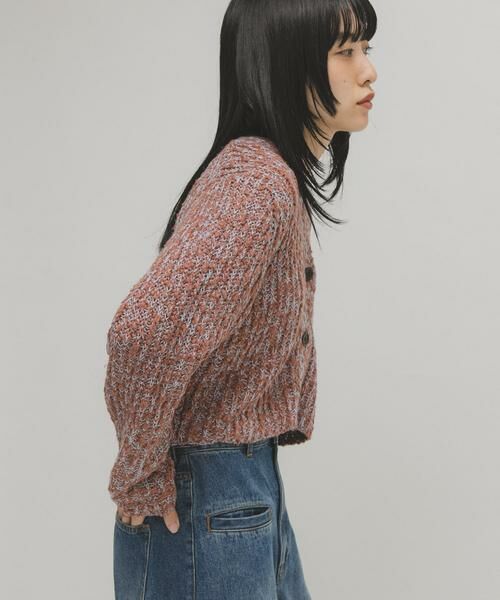 KBF / ケービーエフ ニット・セーター | スラブMIXショートカーディガン | 詳細3