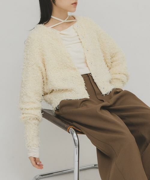 KBF/ケービーエフ チュールフリンジカーディガン アイボリー one KBF/ケービーエフ チュールフリンジカーディガン アイボリー one