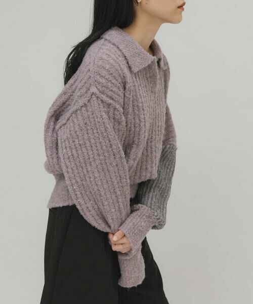 KBF / ケービーエフ ニット・セーター | バイカラーデザインスリーブニット | 詳細1