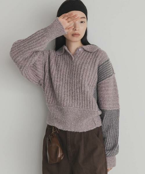 KBF / ケービーエフ ニット・セーター | バイカラーデザインスリーブニット | 詳細6