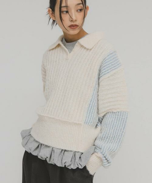 KBF / ケービーエフ ニット・セーター | バイカラーデザインスリーブニット | 詳細13