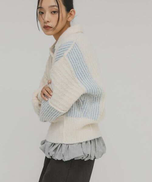 KBF / ケービーエフ ニット・セーター | バイカラーデザインスリーブニット | 詳細14
