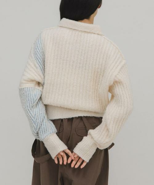 KBF / ケービーエフ ニット・セーター | バイカラーデザインスリーブニット | 詳細17