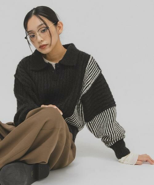 KBF / ケービーエフ ニット・セーター | バイカラーデザインスリーブニット | 詳細22