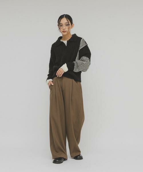 KBF / ケービーエフ ニット・セーター | バイカラーデザインスリーブニット | 詳細25