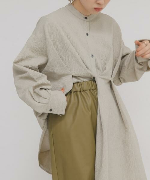 KBF / ケービーエフ シャツ・ブラウス | ウエストタックロングシャツ | 詳細3