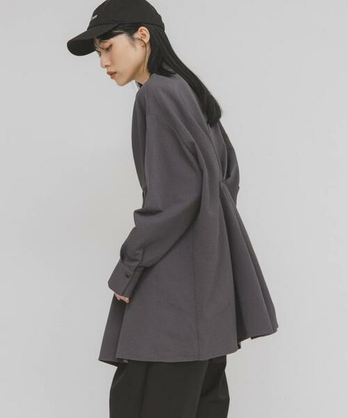 KBF / ケービーエフ シャツ・ブラウス | ウエストタックロングシャツ | 詳細21