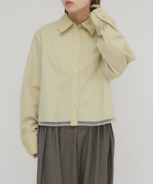 KBF / ケービーエフ シャツ・ブラウス | チュールレイヤードショートシャツ | 詳細2