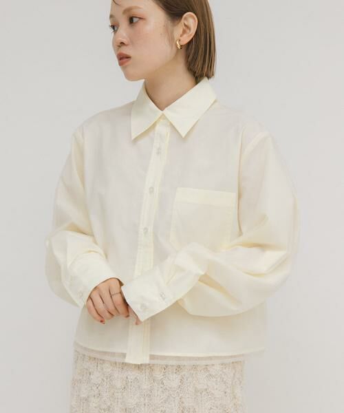 KBF / ケービーエフ シャツ・ブラウス | チュールレイヤードショートシャツ | 詳細16